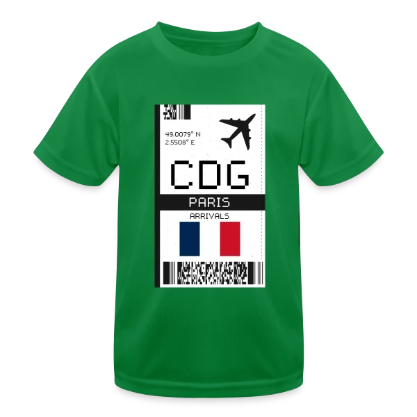Billet d'Avion Paris CDG sur T-shirt sport Enfant