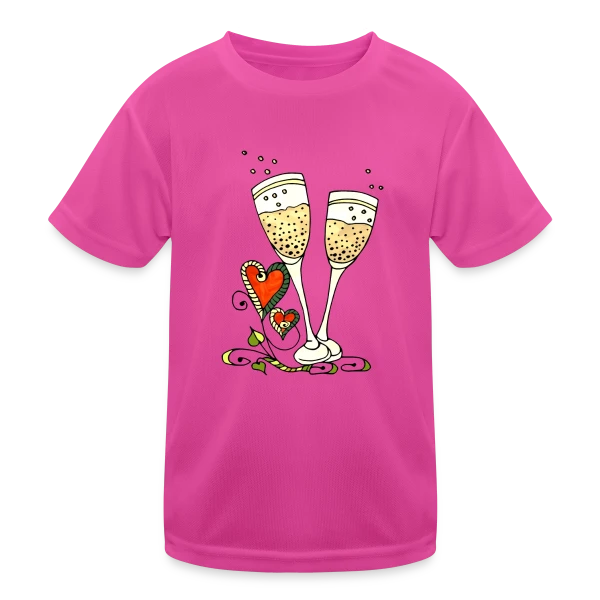 Verres Cœurs & Fêtes sur T-shirt sport Enfant