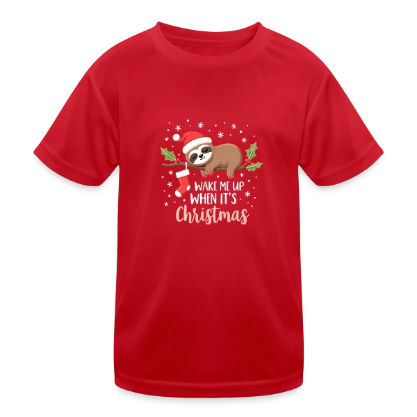 Noël Paresseux Endormi - Réveille-moi pour Noël sur T-shirt sport Enfant
