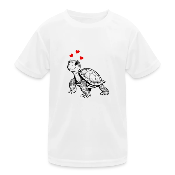 Tortue Mignonne et Cœurs Doux sur T-shirt sport Enfant