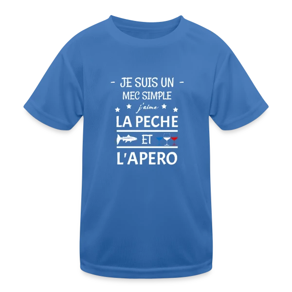 Je Suis Un Mec Simple : Pêche et Apéro sur T-shirt sport Enfant