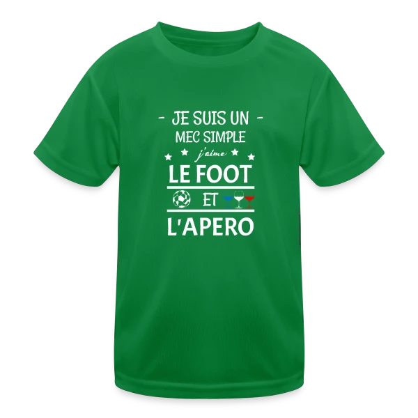 Je Suis Un Mec Simple : Foot et Apéro sur T-shirt sport Enfant