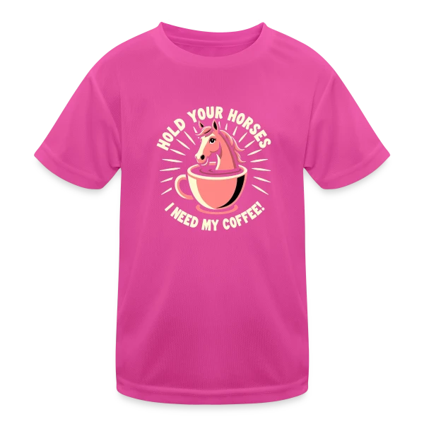 Humour Café - Halte les Chevaux, J'ai Besoin de Café ! sur T-shirt sport Enfant