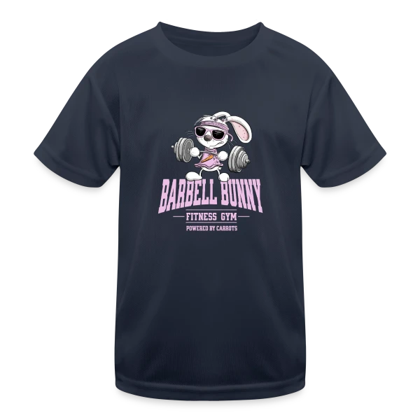 Lapin Fitness Musculation - 'Powered by Carrots' sur T-shirt sport Enfant