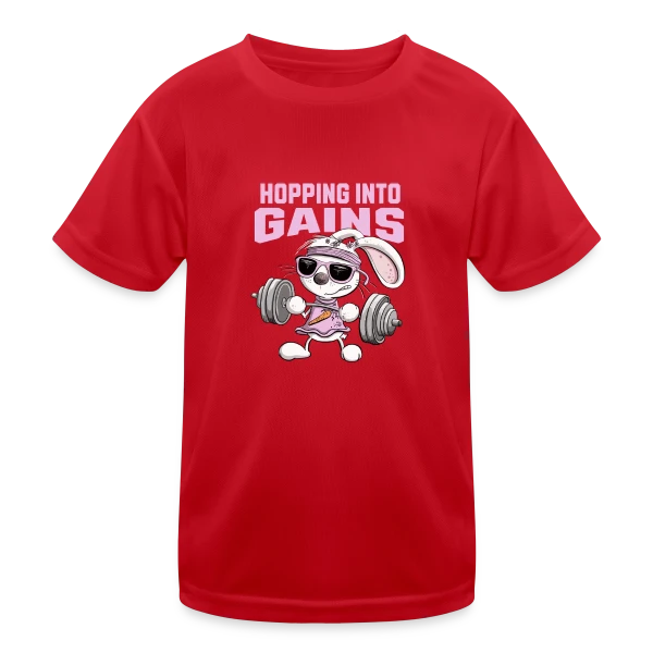 Lapin Musculation - Puissance Carottes sur T-shirt sport Enfant