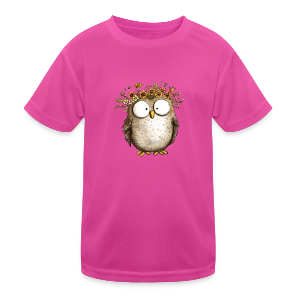 Hibou avec Couronne de Fleurs Sauvages - Style Cottagecore sur T-shirt sport Enfant