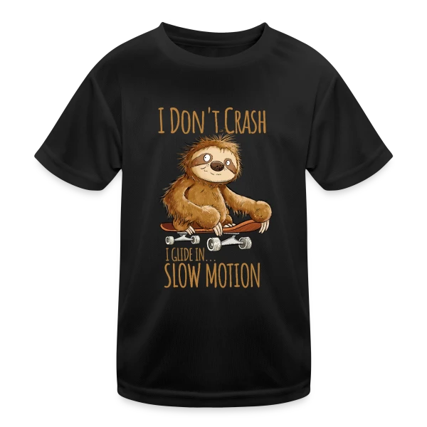 Paresseux Skateboarder - 'I Don't Crash' - T-shirt Relax sur T-shirt sport Enfant