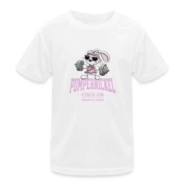 Lapin Costaud 'Pumpernickel Girl' - Fitness Humoristique sur T-shirt sport Enfant