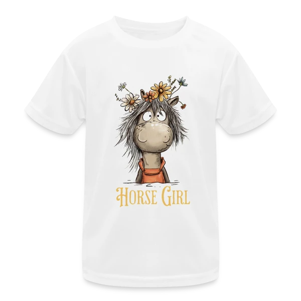 Cheval Rigolo Fleurs Sauvages sur T-shirt sport Enfant