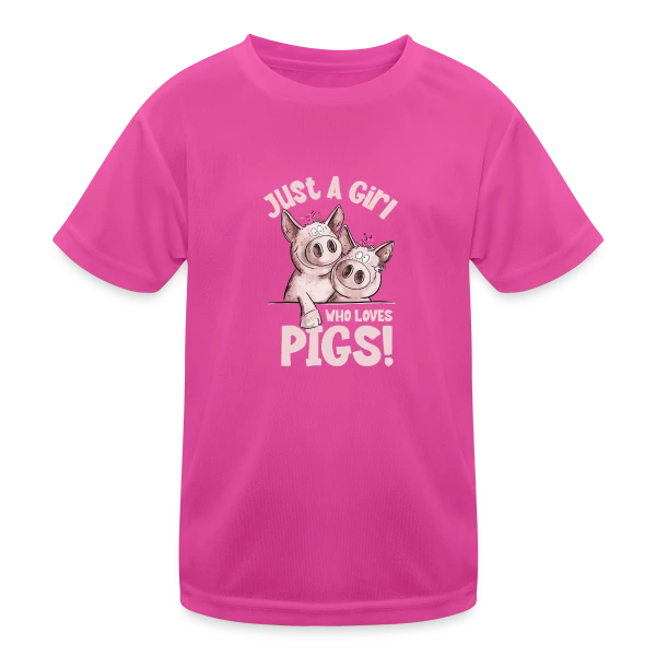 Fille et Cochons Adorables sur T-shirt sport Enfant