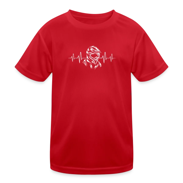 Casque Motocross & Battement de Cœur – Symbole Moto X sur T-shirt sport Enfant