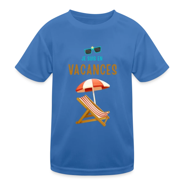 Je Suis En Vacances Plage sur T-shirt sport Enfant