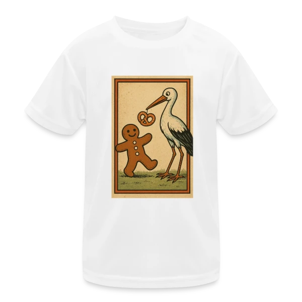 Cigogne et Mannele Alsacien sur T-shirt sport Enfant
