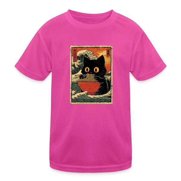 Chat Ramen et Vague Japonaise : L'Art Kawaii sur T-shirt sport Enfant