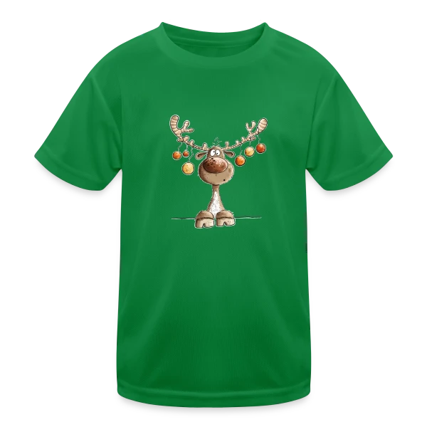 Rennes Festifs et Boules de Noël sur T-shirt sport Enfant