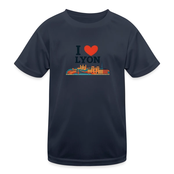 J'aime Lyon Skyline Coloré sur T-shirt sport Enfant