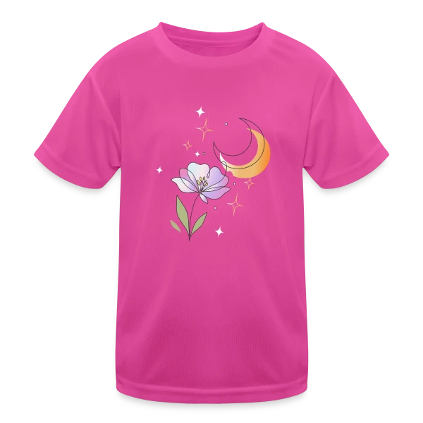 Art Ligne Fleur et Lune - Mystère Nocturne sur T-shirt sport Enfant