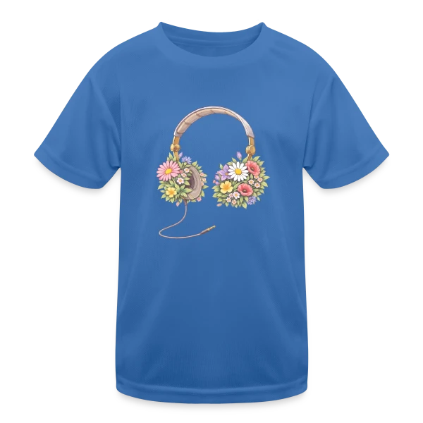 Casque Audio Fleuri - Harmonie Musicale et Naturelle sur T-shirt sport Enfant