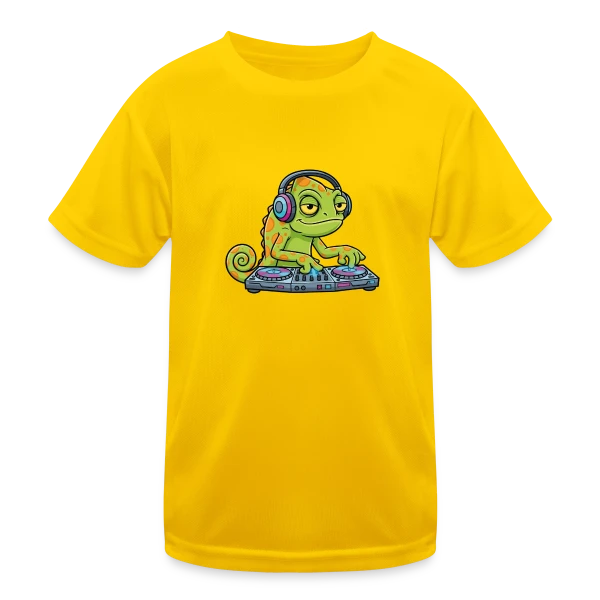 Caméléon DJ Mascotte Cartoon sur T-shirt sport Enfant