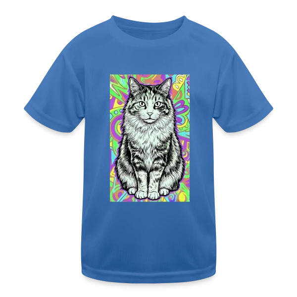 Chat Stylisé Psychédélique sur T-shirt sport Enfant