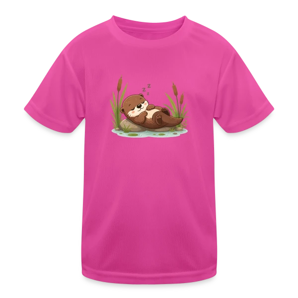 Loutre Endormie dans les Roseaux - Douceur Naturelle sur T-shirt sport Enfant