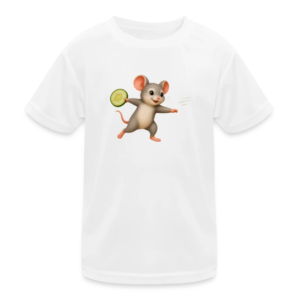 La Souris Frisbee et la Tranche de Concombre sur T-shirt sport Enfant