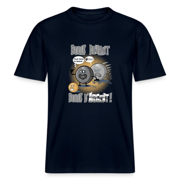Boule devant boule d'argent - Pétanque sur  T-shirt unisexe RELAXED FIT en coton bio