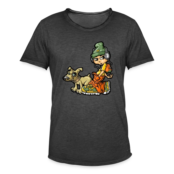 B-boy Hip Hop & son Chien sur T-shirt vintage Homme