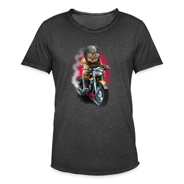 Chat Motard : L'Esprit Libre sur T-shirt vintage Homme