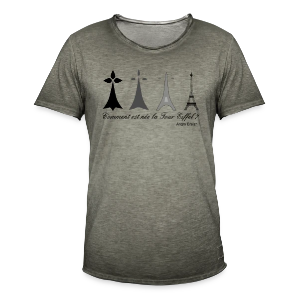 Évolution Tour Eiffel Bretonne sur T-shirt vintage Homme