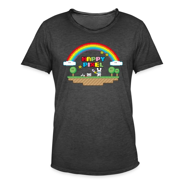 Happy Pixel : Humour Décalé Rétro Pixel Art sur T-shirt vintage Homme