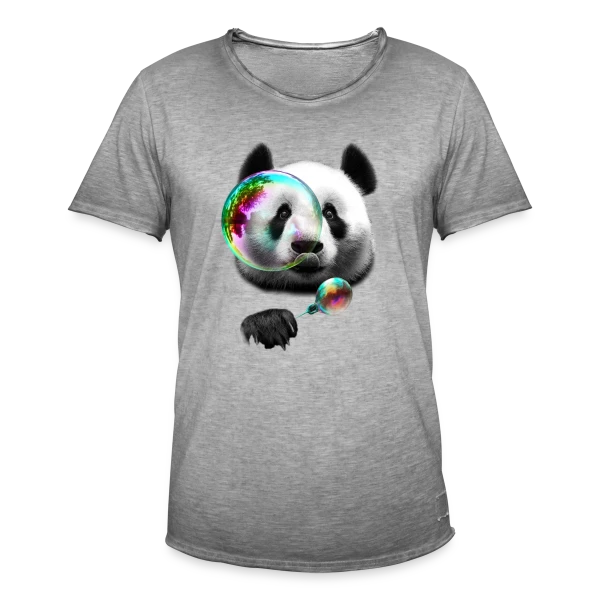 Panda Souffleur de Bulles sur T-shirt vintage Homme