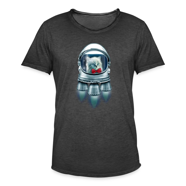 Chat Astronaute Élégant sur T-shirt vintage Homme