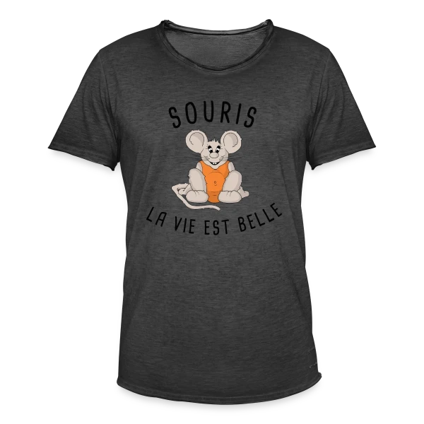 Souris : La Vie est Belle ! sur T-shirt vintage Homme