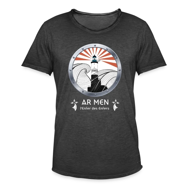 Phare d'Ar Men Breton sur T-shirt vintage Homme