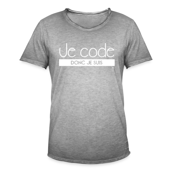 "Je Code Donc Je Suis" - Le Geek du Développement sur T-shirt vintage Homme