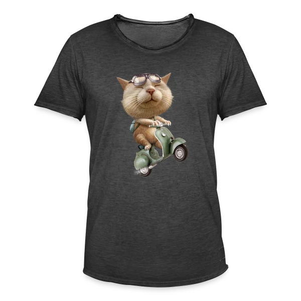 Chat en Cavale sur T-shirt vintage Homme