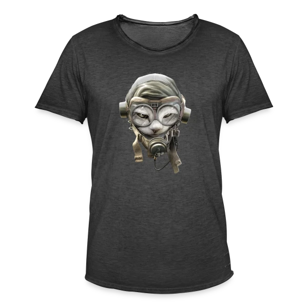 Chat Pilote Champion sur T-shirt vintage Homme