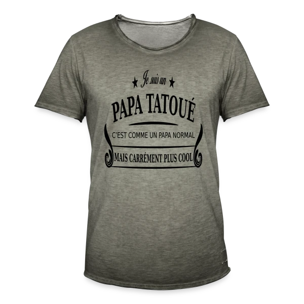Super Papa Tatoué sur T-shirt vintage Homme