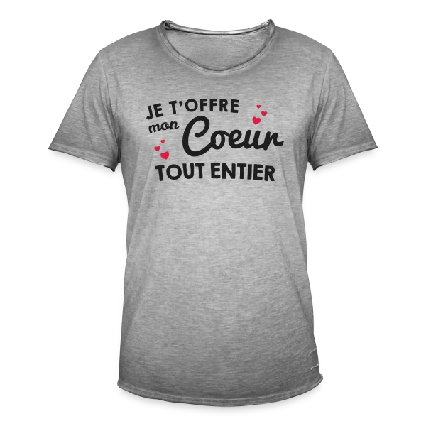 Déclaration d'Amour - Mon Cœur Tout Entier sur T-shirt vintage Homme