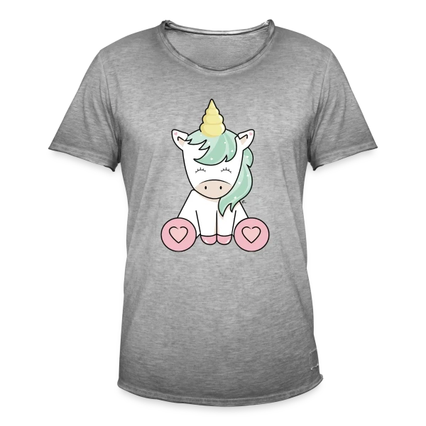 Licorne Kawaii Mignonne sur T-shirt vintage Homme