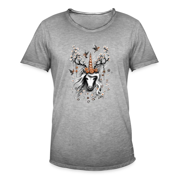 Licorne Botanique Enchantée sur T-shirt vintage Homme