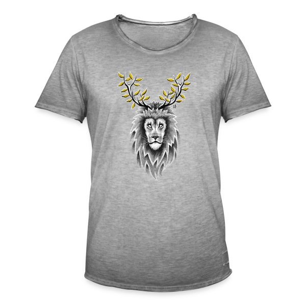 L'Esprit Sauvage : Cerf & Lion sur T-shirt vintage Homme