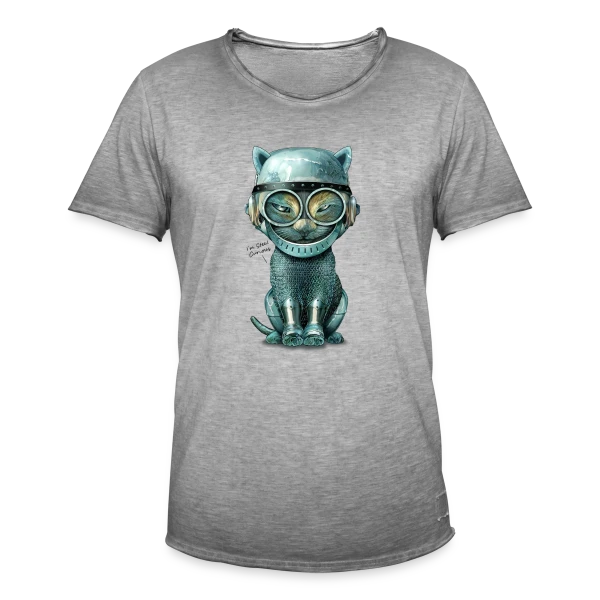 Chat Malin : Curiosité Féline sur T-shirt vintage Homme