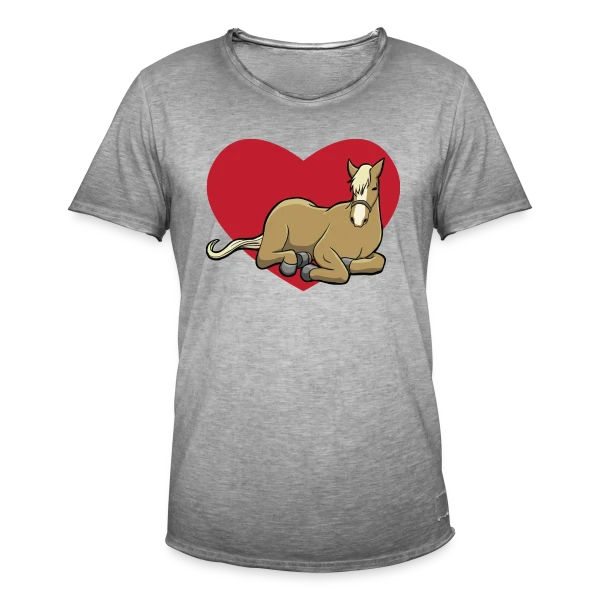 Cheval Câlin Cœur Rouge sur T-shirt vintage Homme