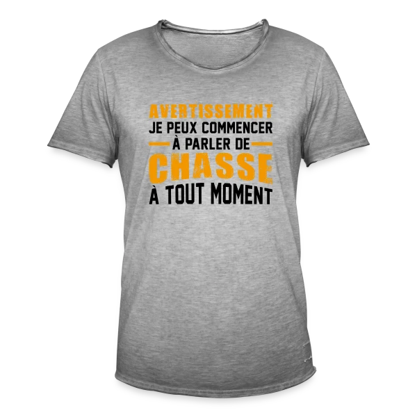Chasseur : Attention Humour Sauvage ! sur T-shirt vintage Homme