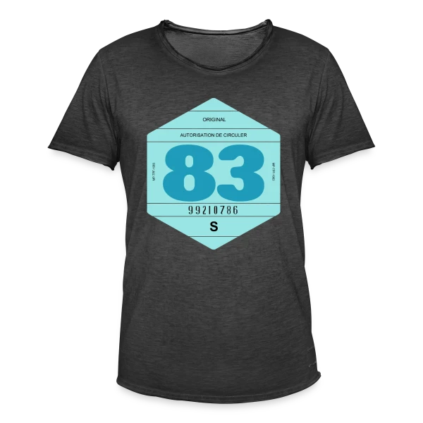 Vignette Auto Rétro 1983 : Voyage Vintage en France sur T-shirt vintage Homme