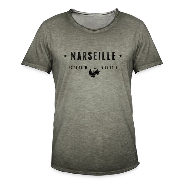 Marseille Coordonnées Globe sur T-shirt vintage Homme
