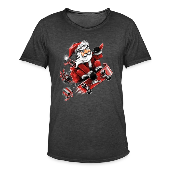 Père Noël Skateur Fou sur T-shirt vintage Homme