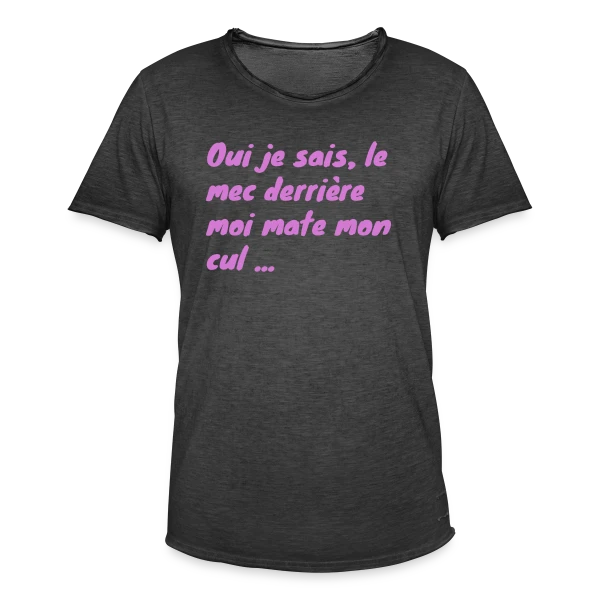 Humour Fessier Rose sur T-shirt vintage Homme